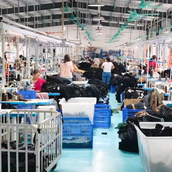 NOVITA apparel manufacturing workshop with garment production workers in China