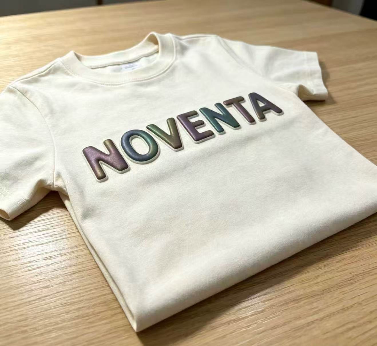 Raised 3D print detail on a custom garment