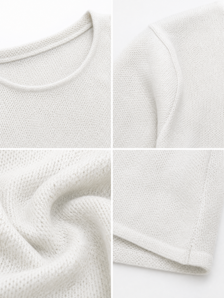 Knitted top fabric surface and cuff seam for workmanship review