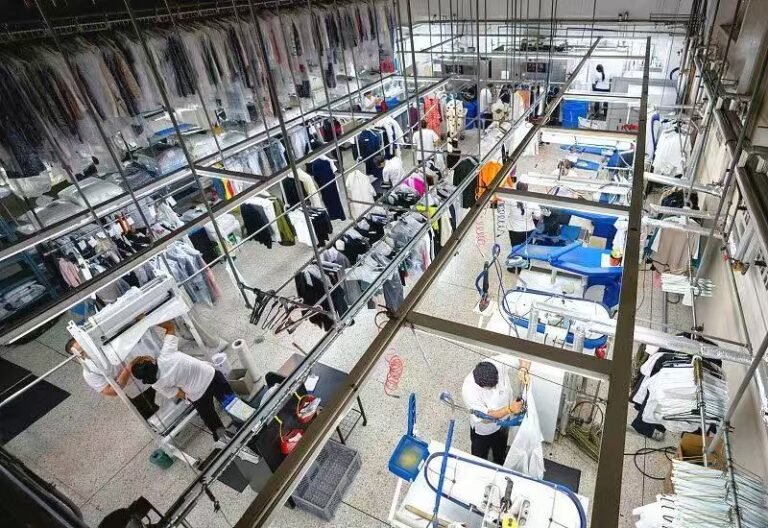 Sewing production floor at the NOVITA garment factory in Foshan, China