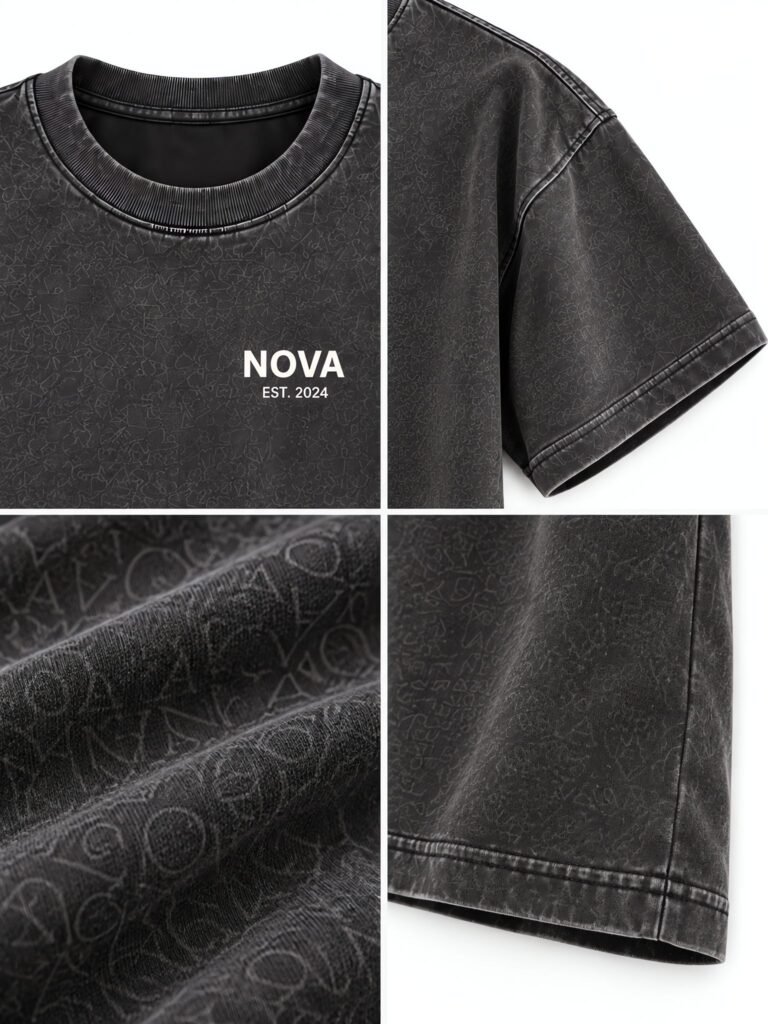 NOVITA 260gsm Oversized Boxy Tee - Drop Shoulder, Puff Print Back - detail-grid