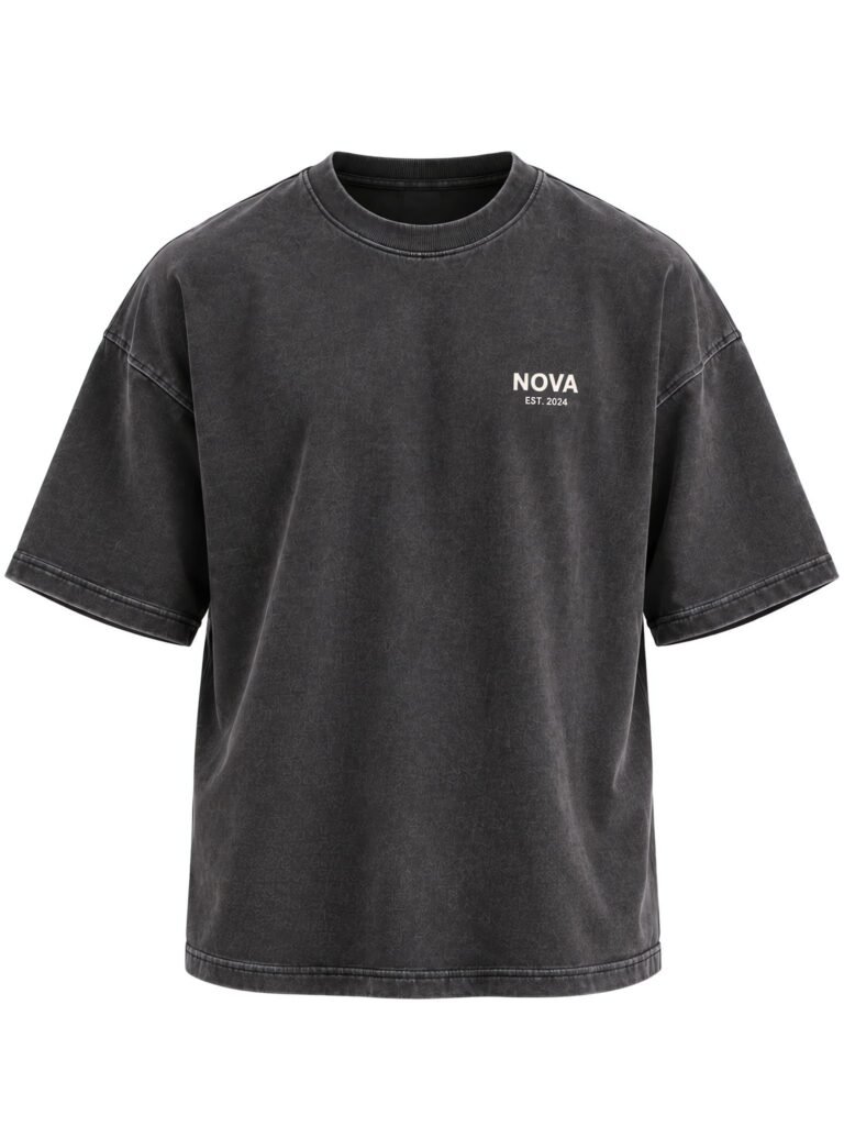 NOVITA 260gsm Oversized Boxy Tee - Drop Shoulder, Puff Print Back - front