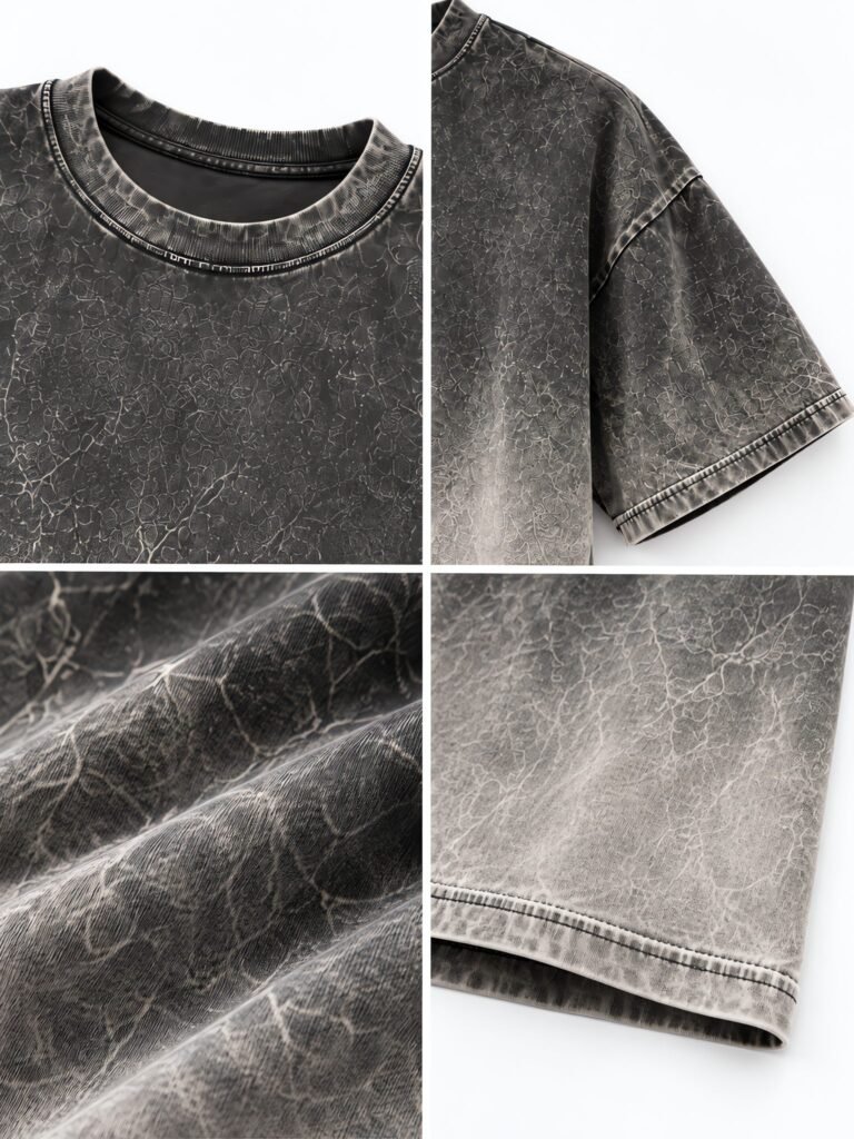 NOVITA Acid-Wash Gradient Tee - Burnout Vintage Colourway - detail-grid