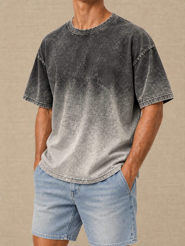 NOVITA Acid-Wash Gradient Tee - Burnout Vintage Colourway - lifestyle