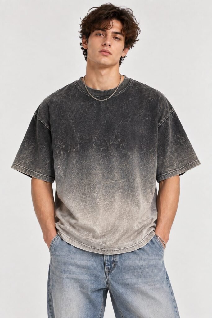 NOVITA Acid-Wash Gradient Tee - Burnout Vintage Colourway - view-0