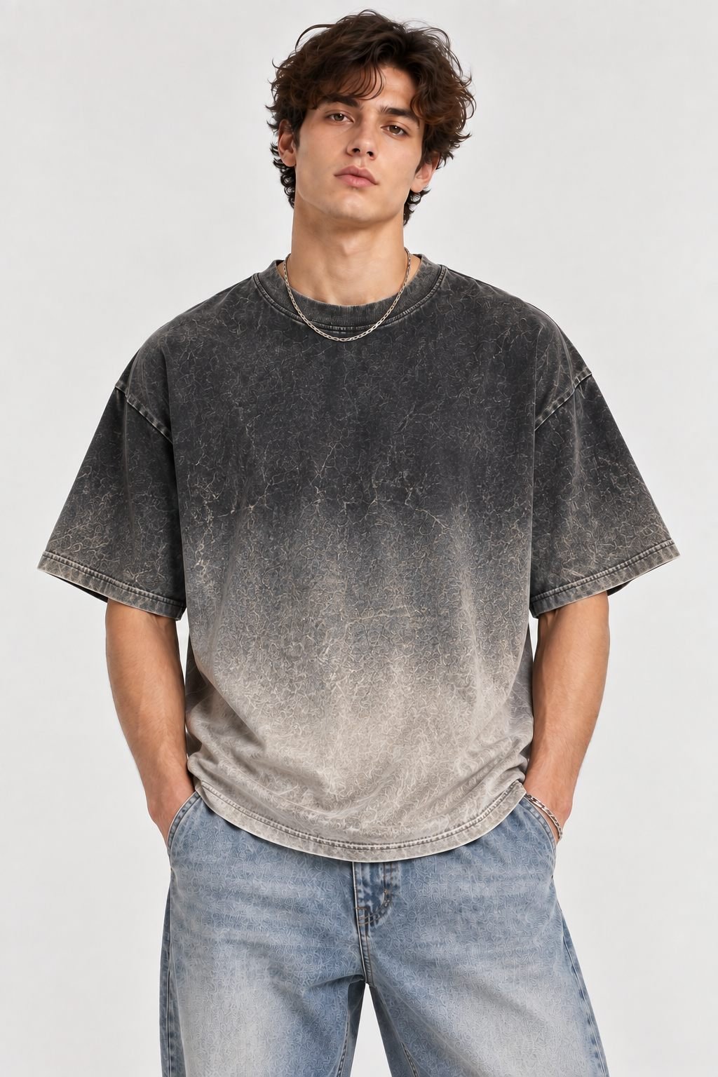 Vintage Acid-Wash Gradient Tee — Garment-Dyed Streetwear — View 5