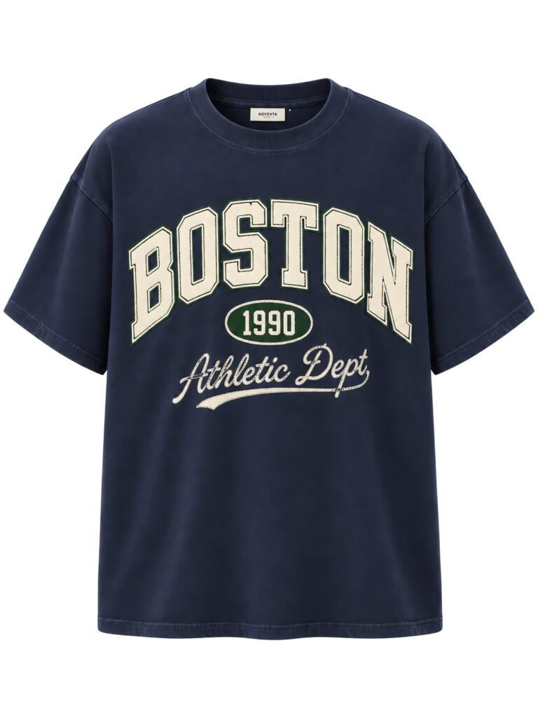 NOVITA Appliqué & Chain-Stitch Graphic Tee - Collegiate Series - front