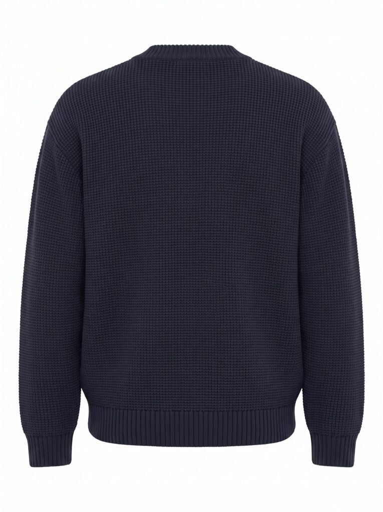 NOVITA Cardigan with Horn-Style Buttons - Ribbed Placket - back