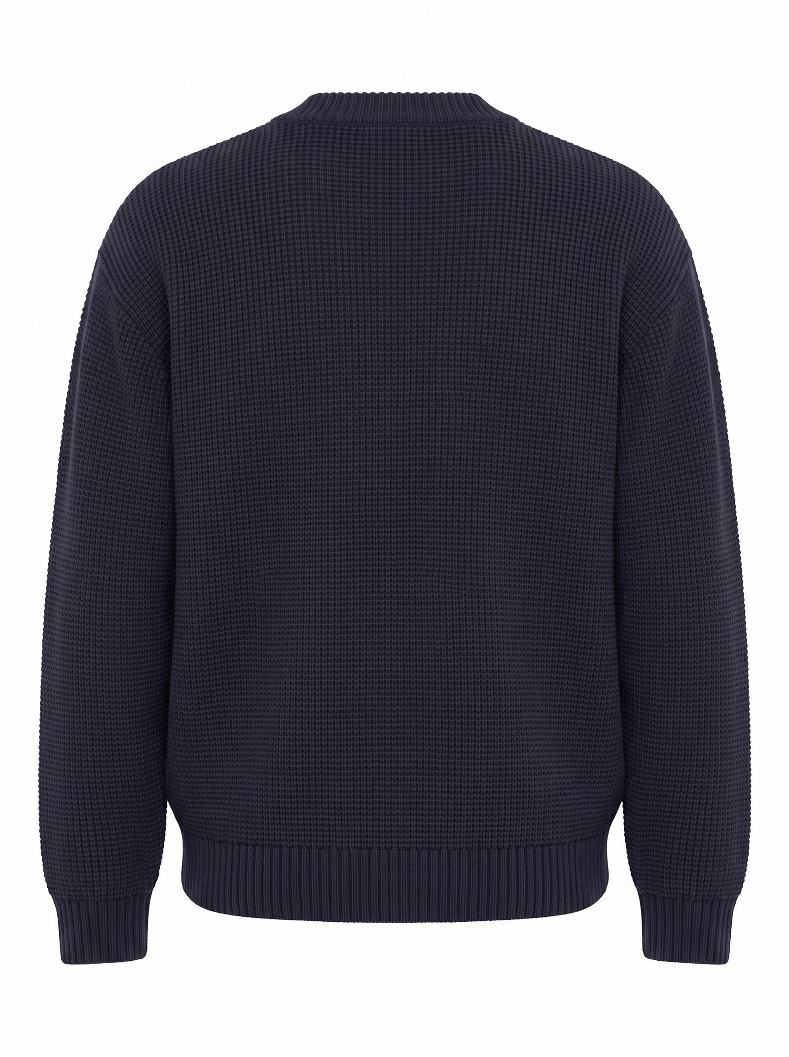 Horn-Button Ribbed Placket Cardigan — Custom Knit OEM — Back View
