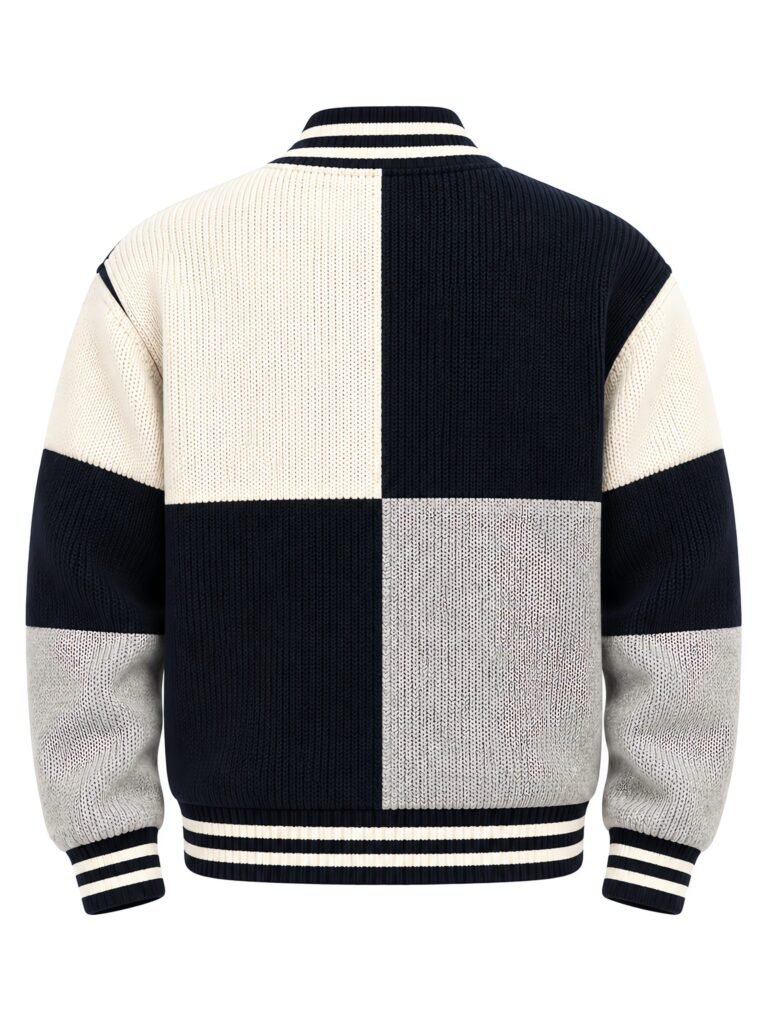 NOVITA Chenille Varsity Jacket Knit - Fuzzy Chenille Letters - back