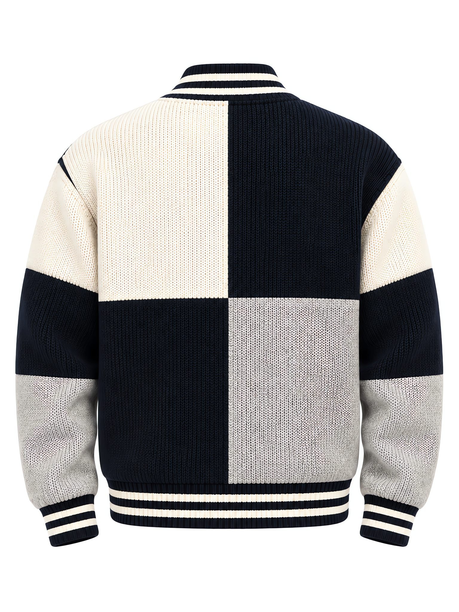 Chenille Letter Varsity Jacket — Custom Letterman Knit — Back View