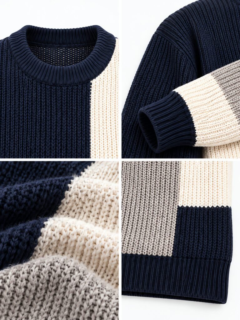 NOVITA Color-Block Pullover - 5GG Bold Contrast Yarns - detail-grid