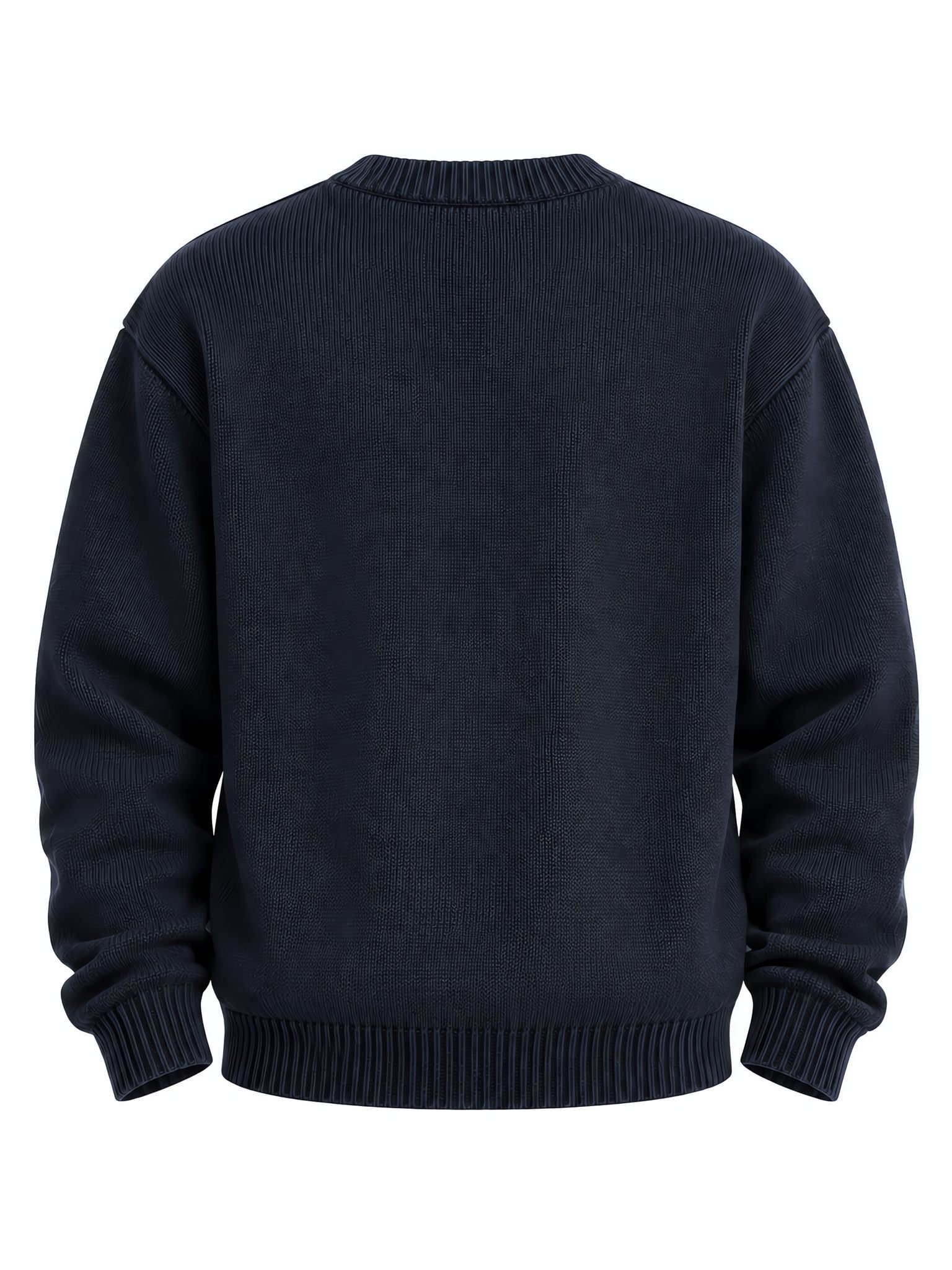 7GG Cotton-Blend Intarsia Crewneck Sweater — Custom Motif — Back View