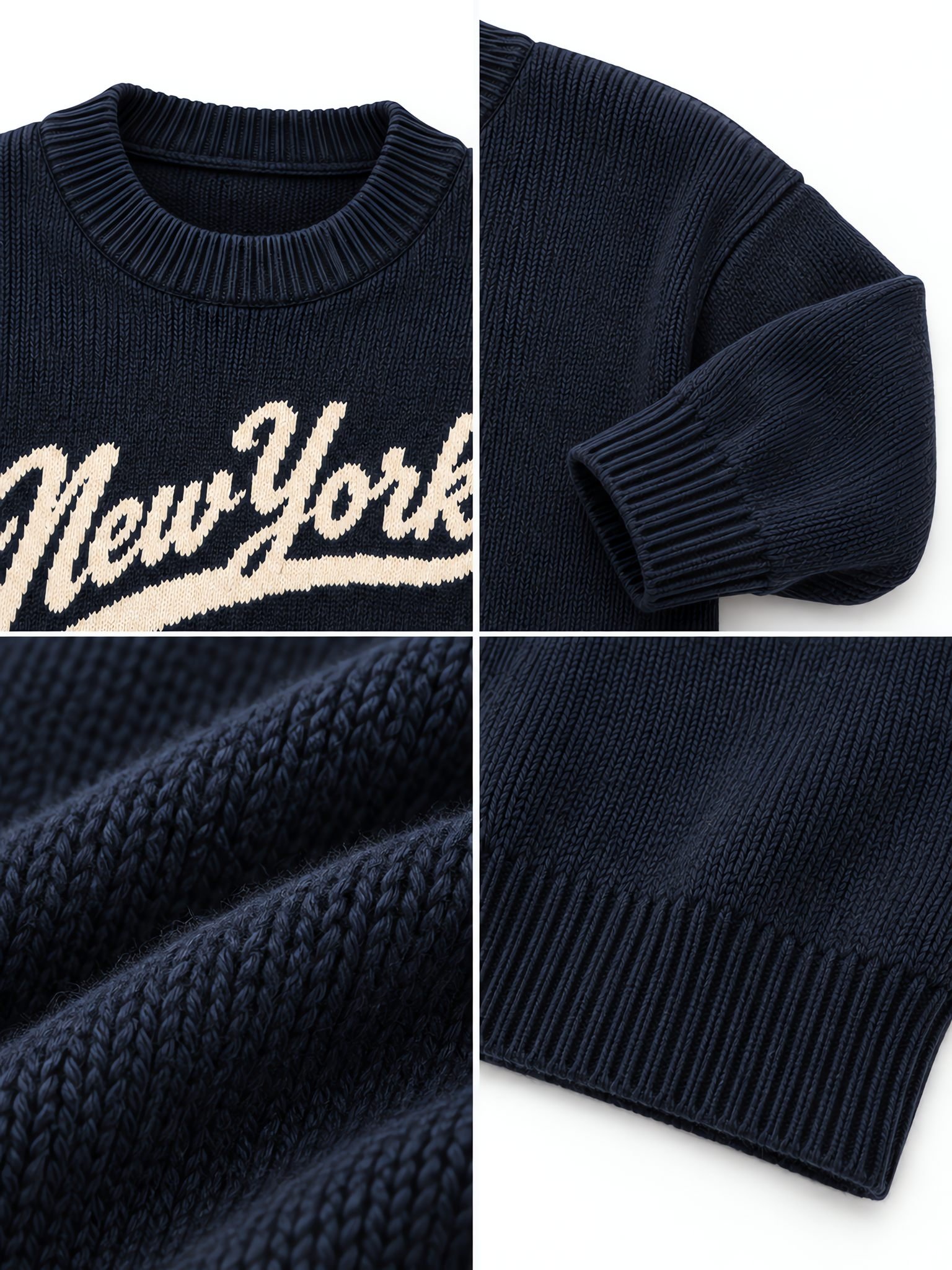 7GG Cotton-Blend Intarsia Crewneck Sweater — Custom Motif — Detail