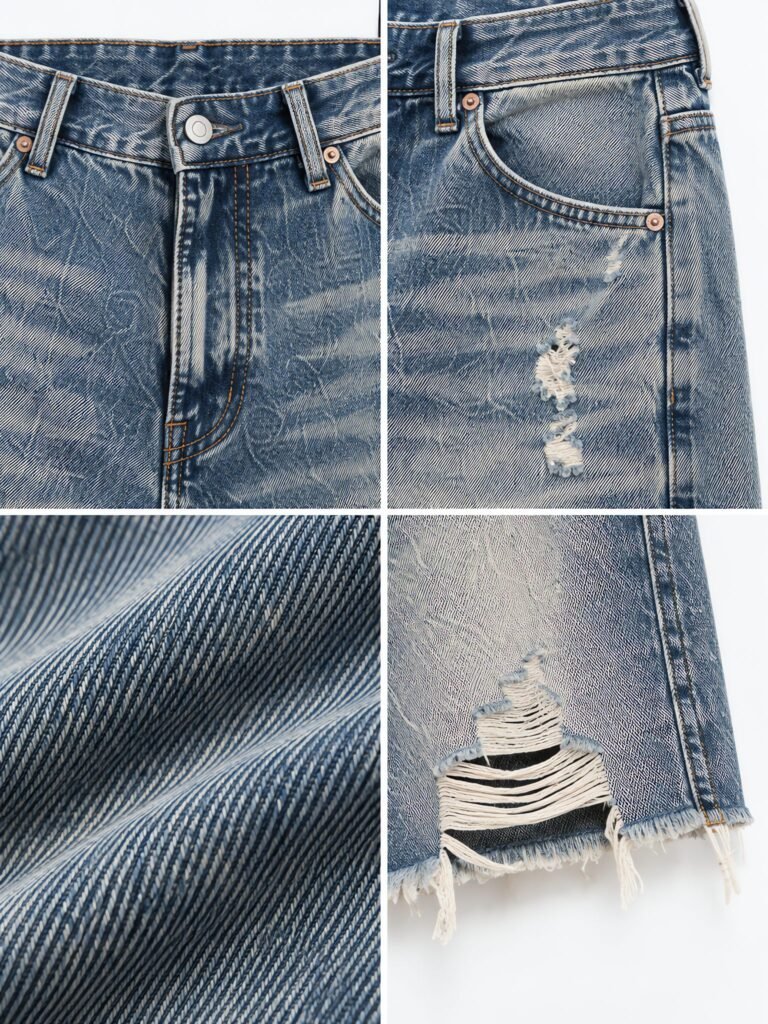 NOVITA Denim Shorts - Distressed Cuff, Vintage Wash - view-3