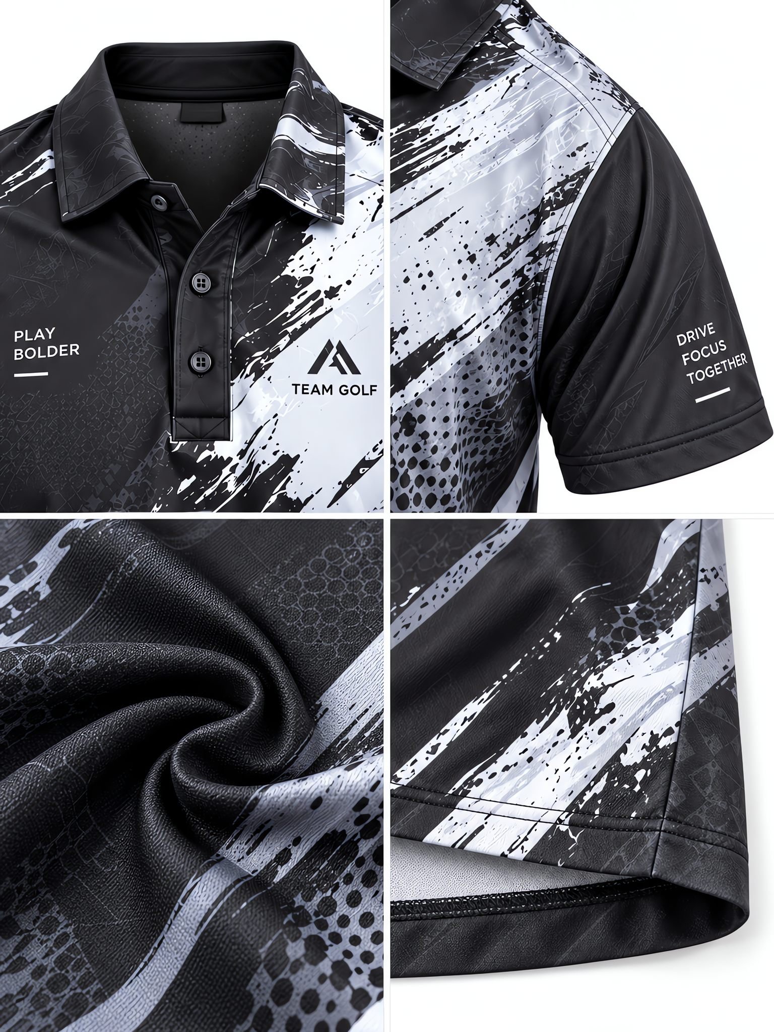All-Over Sublimation Team Polo — Full-Custom Print — Detail