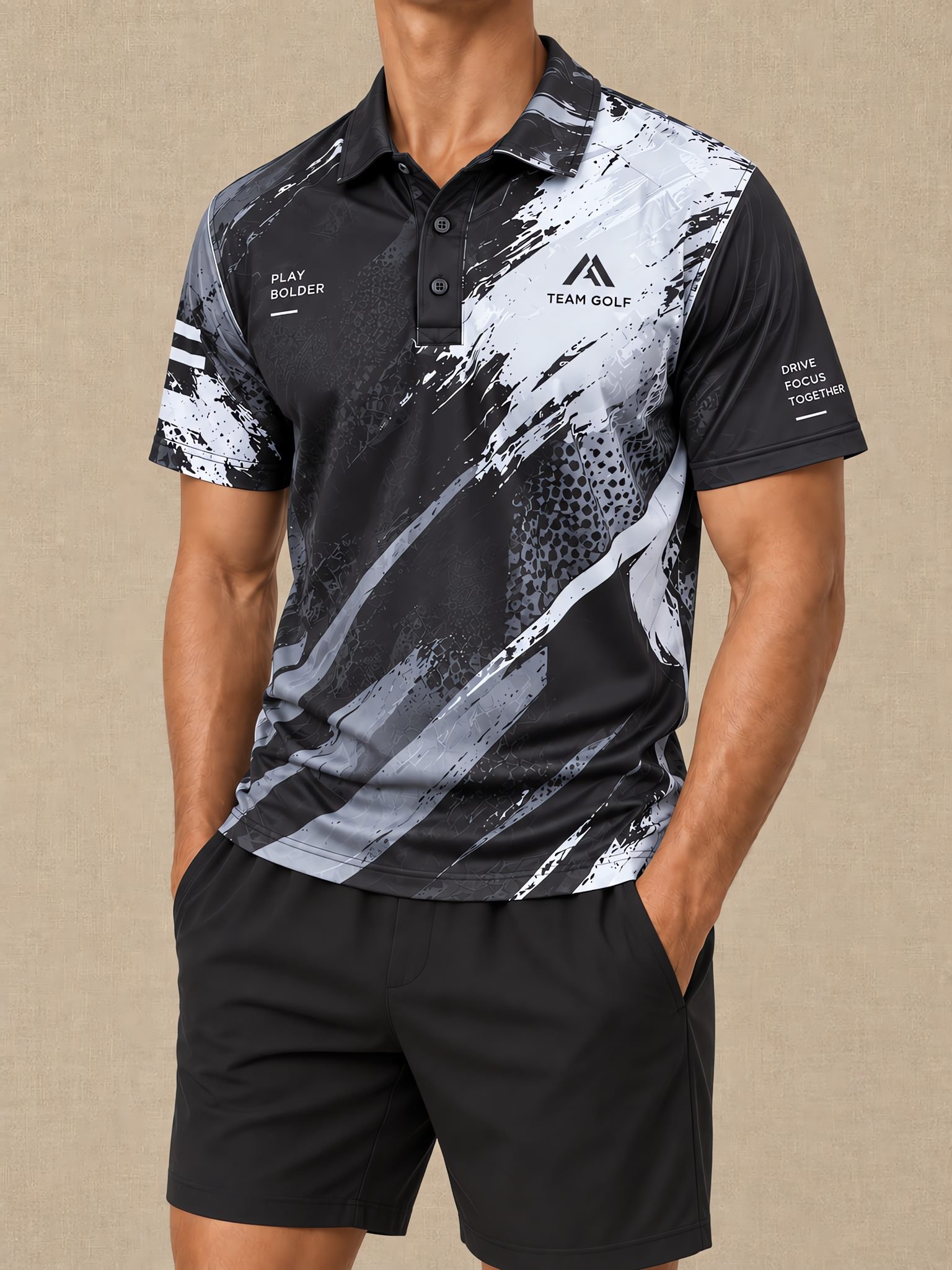 All-Over Sublimation Team Polo — Full-Custom Print — Lifestyle