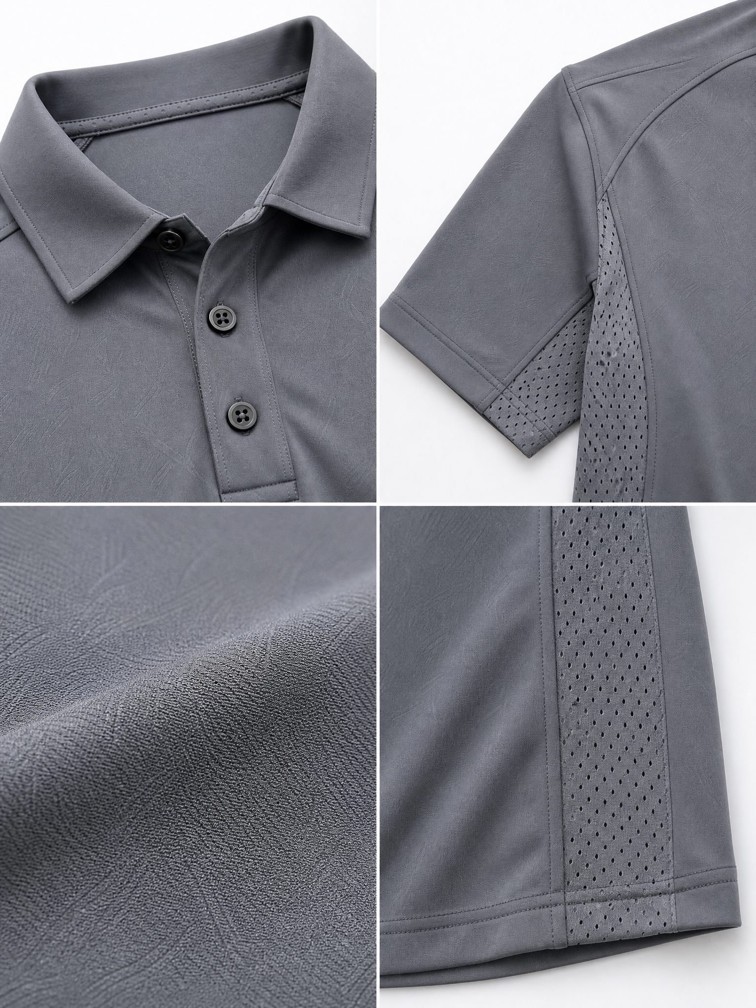 Golf Performance Polo — Moisture-Wicking Mesh Panels — Detail