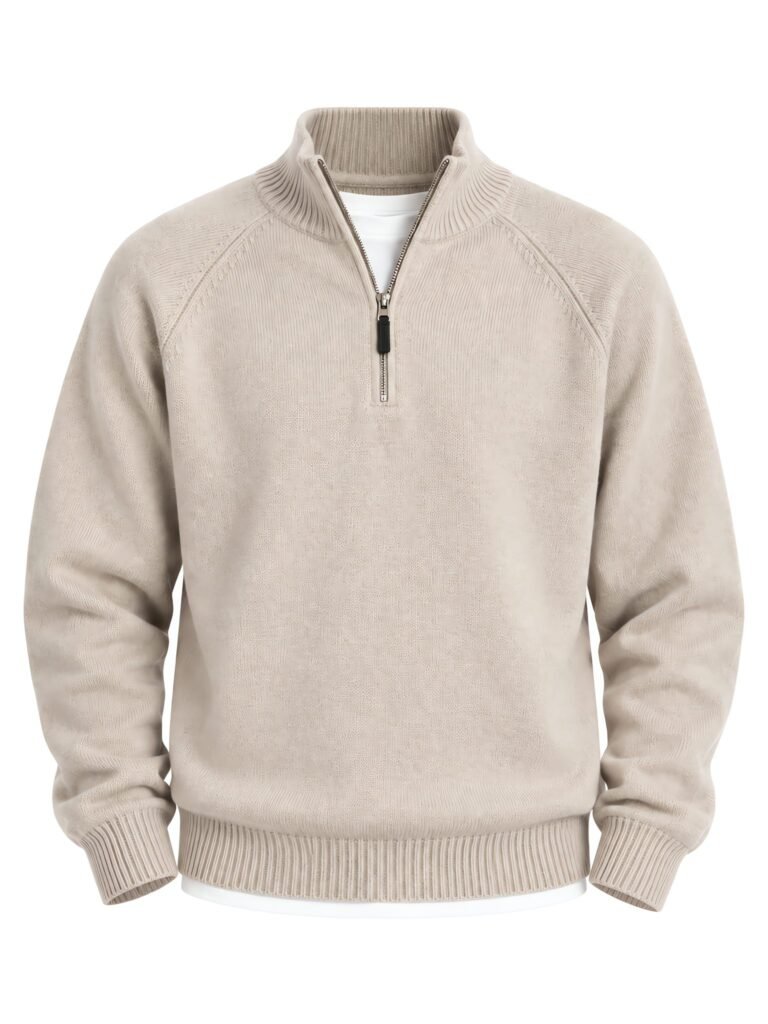NOVITA Half-Zip Mock Neck - Raglan Sleeve, Ribbed Cuffs - front