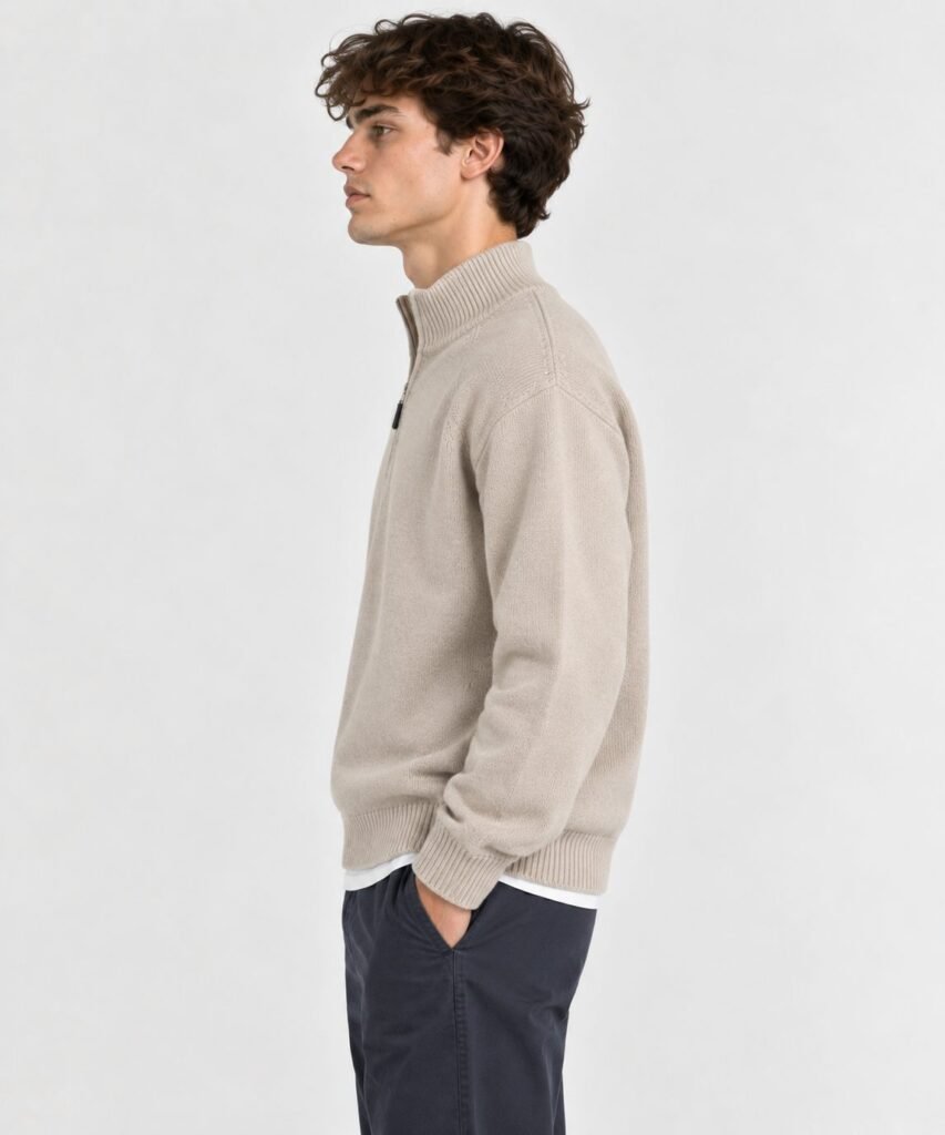 NOVITA Half-Zip Mock Neck - Raglan Sleeve, Ribbed Cuffs - view-8