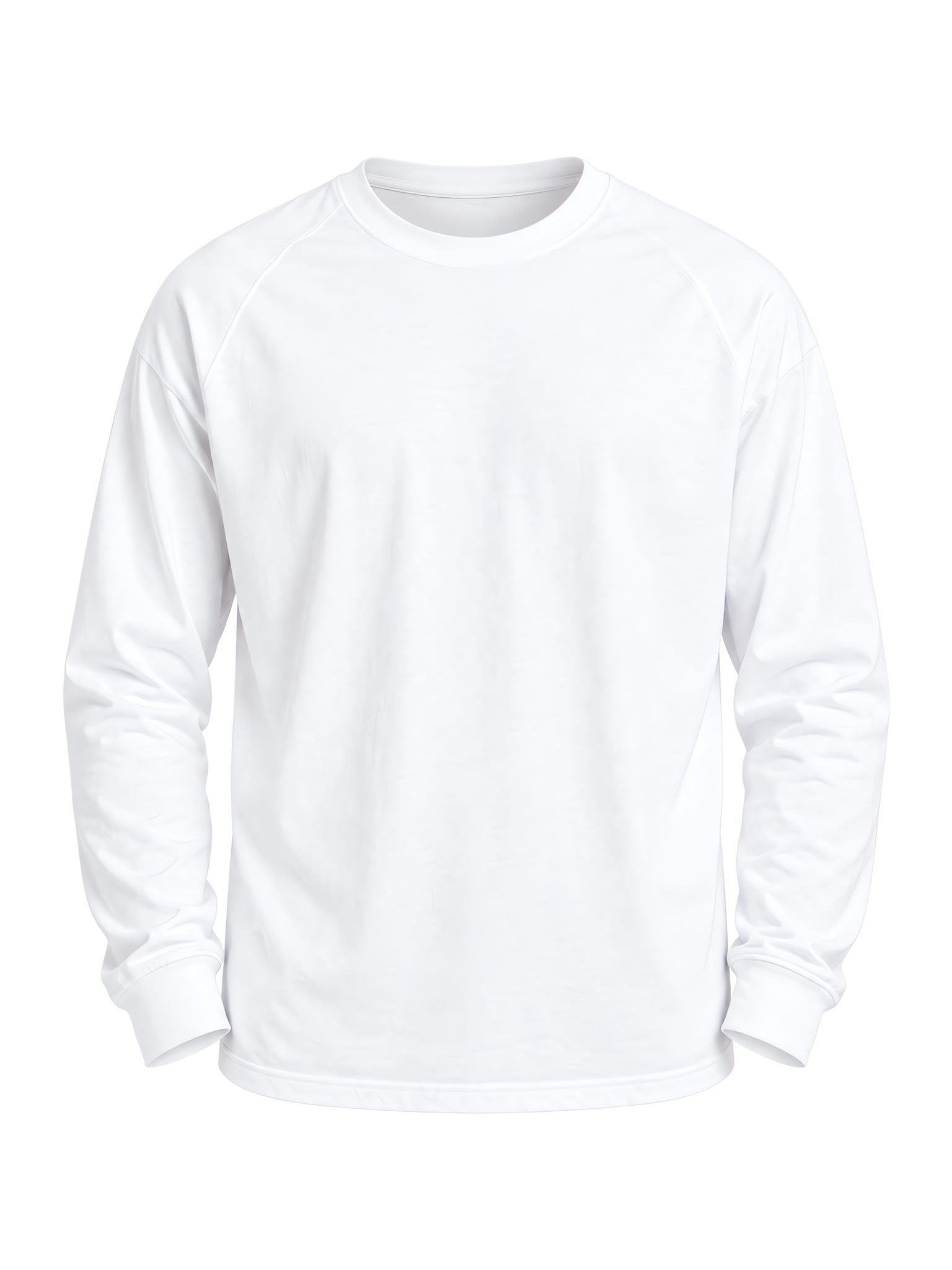 Long-Sleeve Slim Layering Tee — Ribbed Cuff — Front View