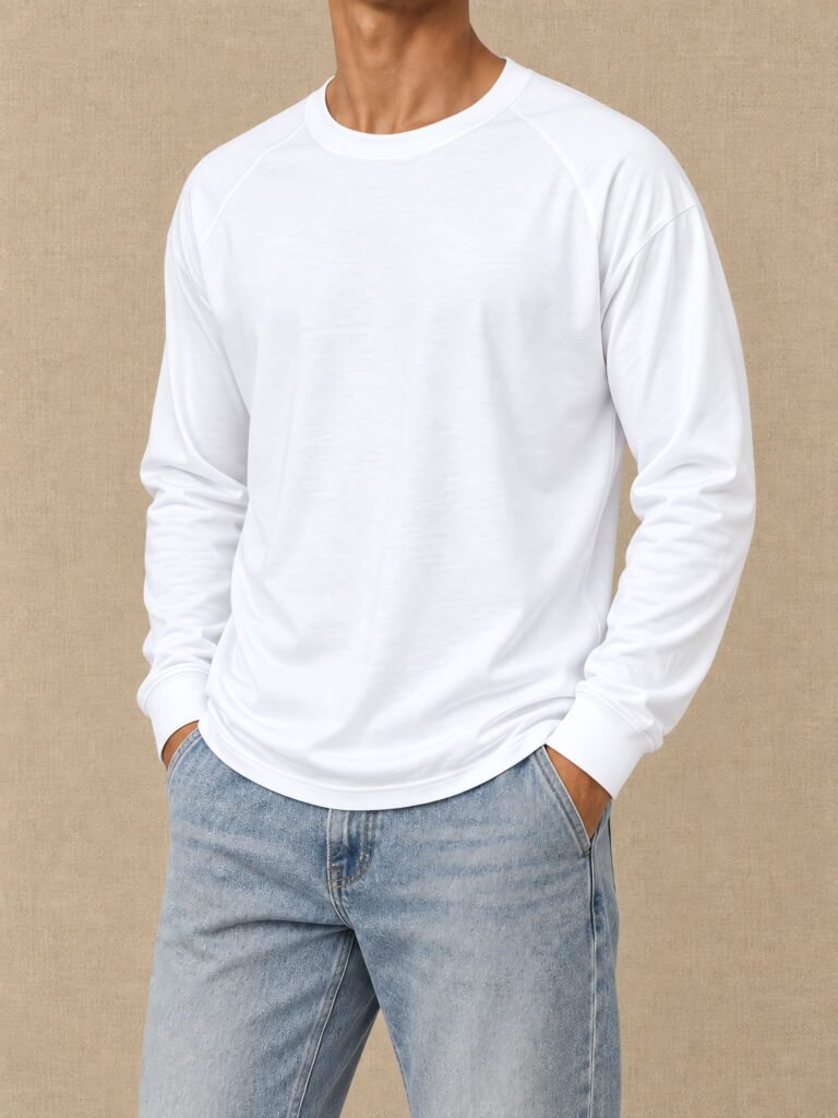 NOVITA Long-Sleeve Layering Tee - Slim Crew, Ribbed Cuff - lifestyle