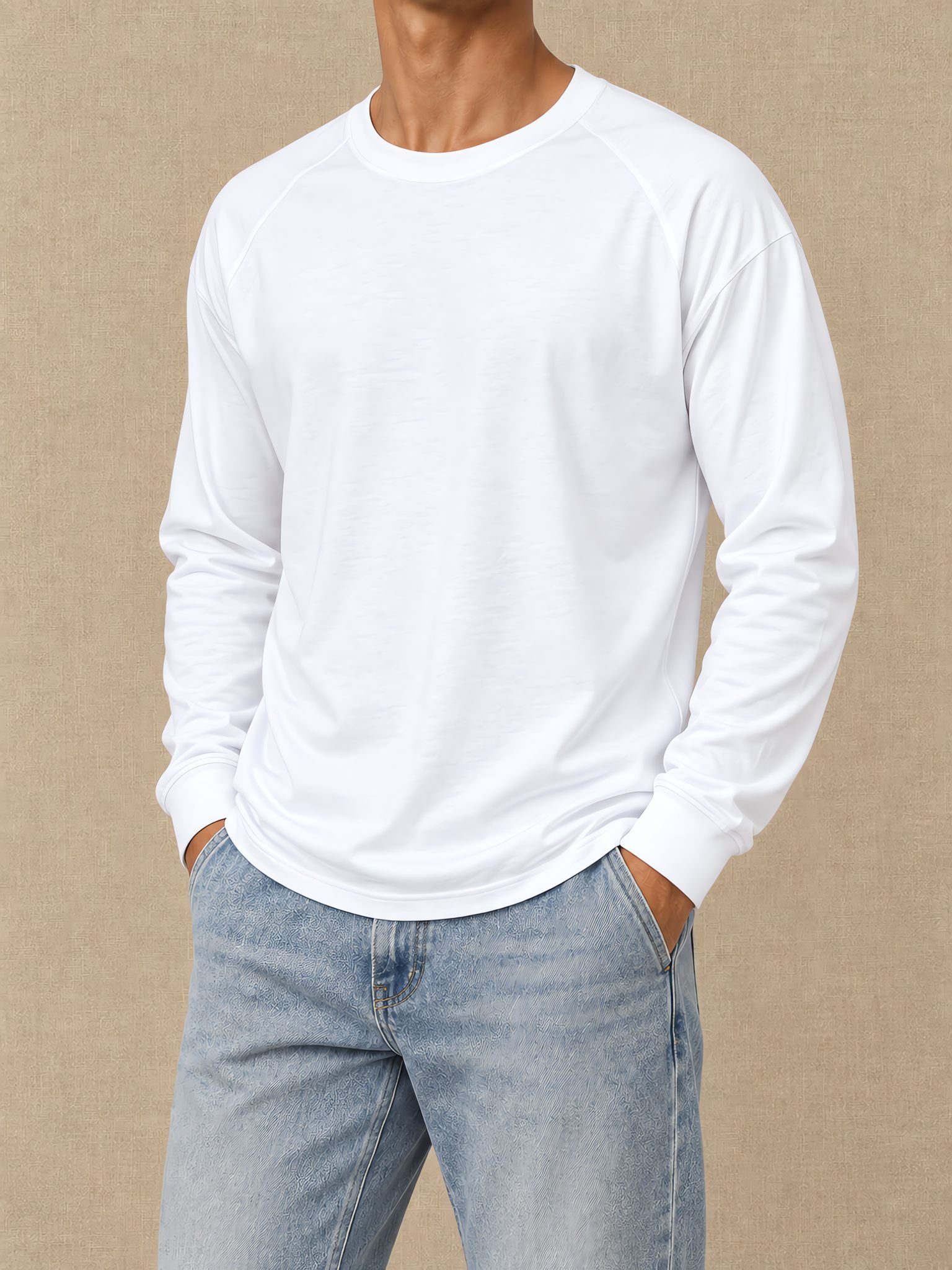 Long-Sleeve Slim Layering Tee — Ribbed Cuff — Lifestyle