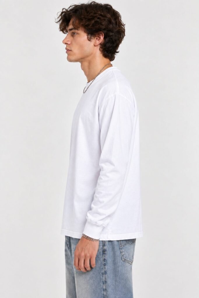 NOVITA Long-Sleeve Layering Tee - Slim Crew, Ribbed Cuff - view-09399