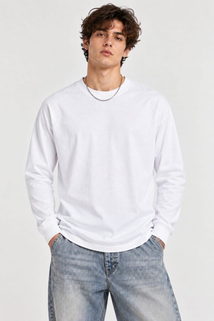 NOVITA Long-Sleeve Layering Tee - Slim Crew, Ribbed Cuff - view-63