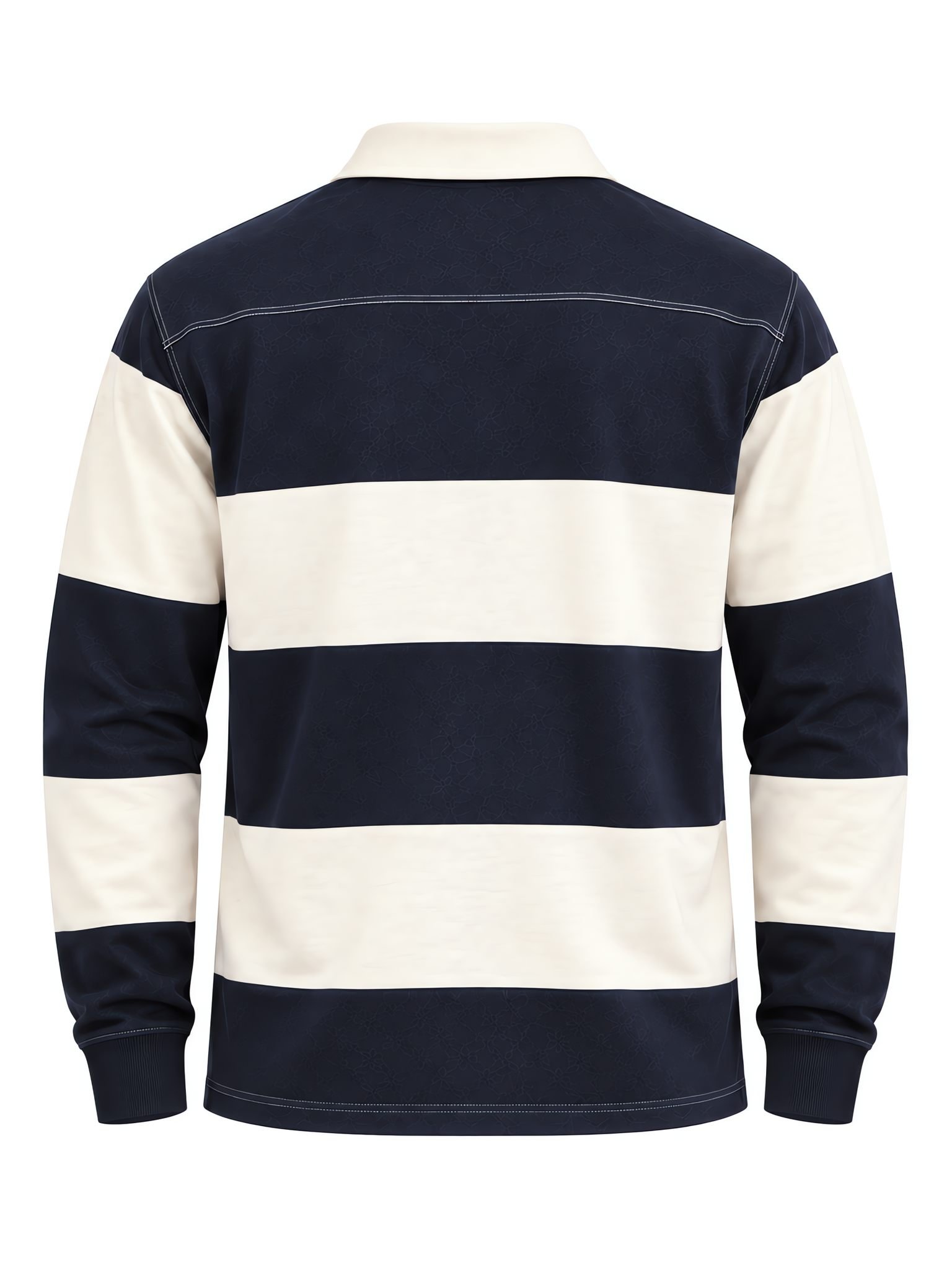 Rugby Long-Sleeve Polo — Chenille & Chain-Stitch Letters — Back View