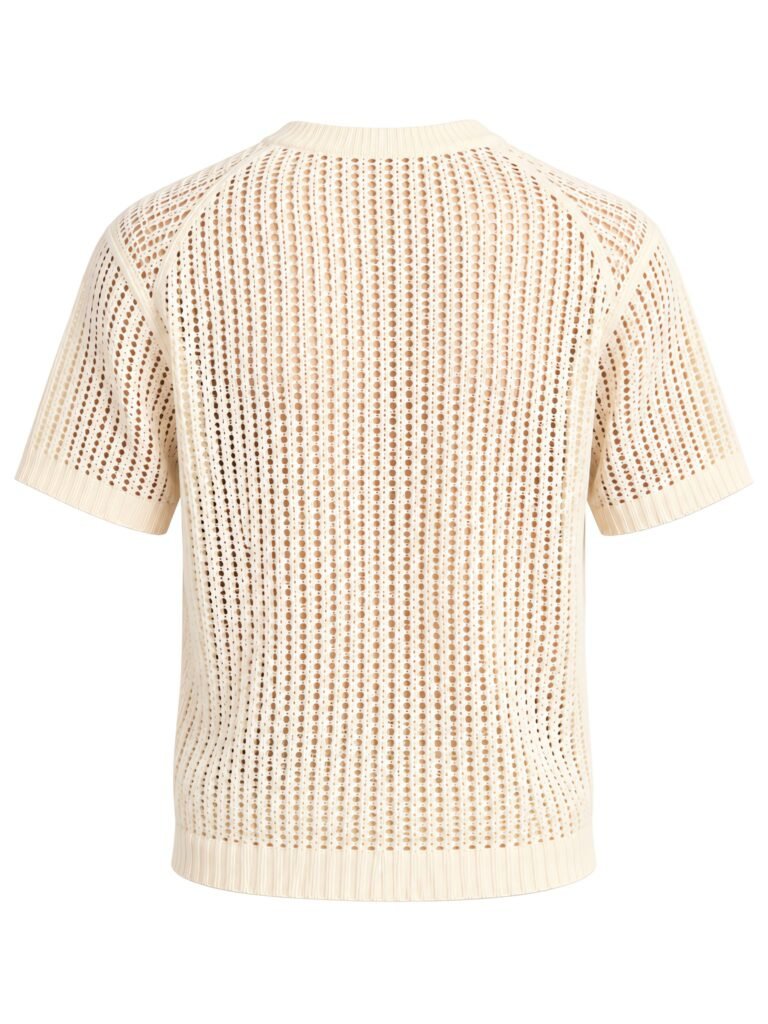 NOVITA Open-Weave Summer Knit Tee - See-Through Texture - back