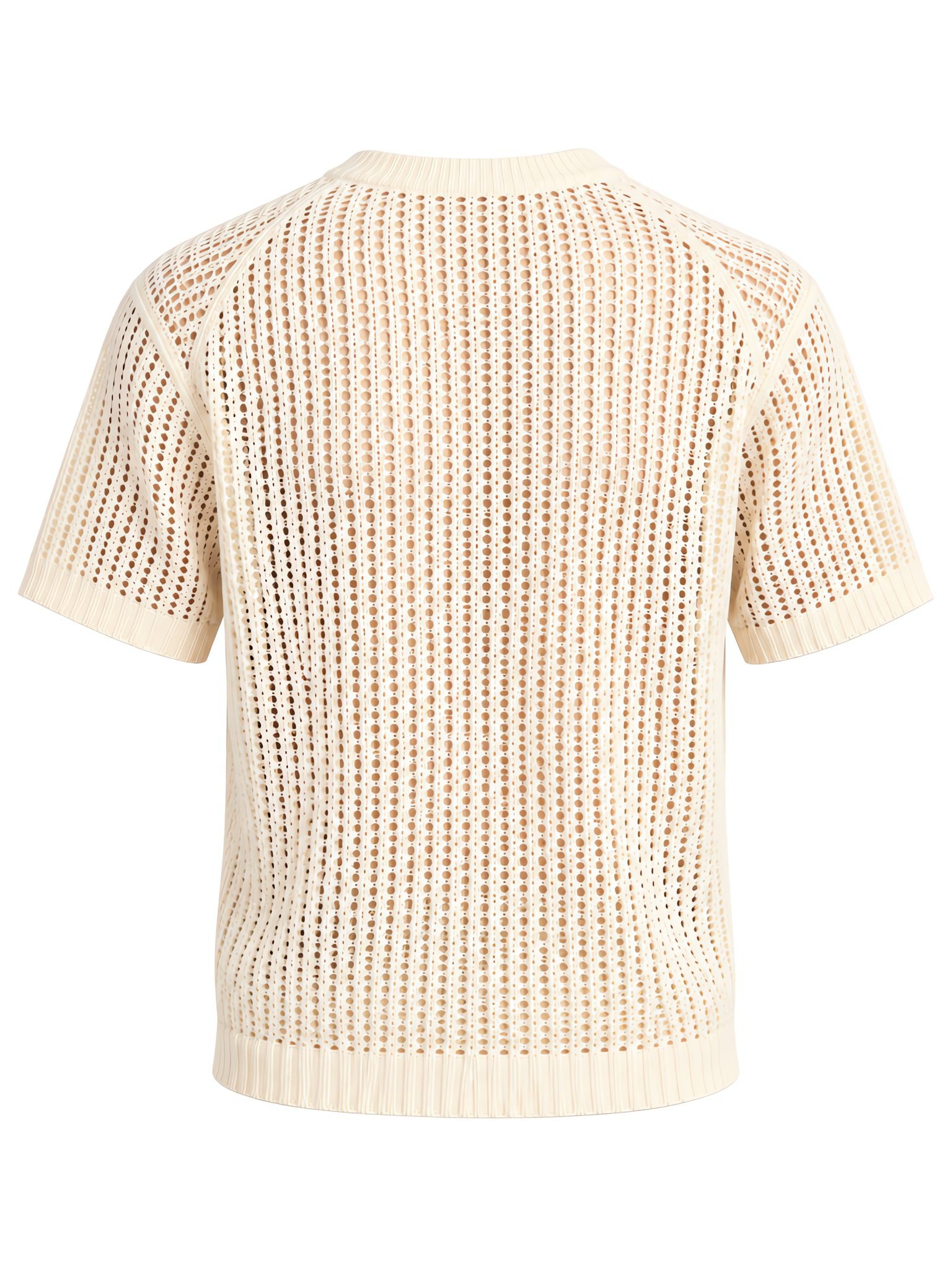 Open-Weave Summer Knit Tee — Breathable See-Through Texture — Back View