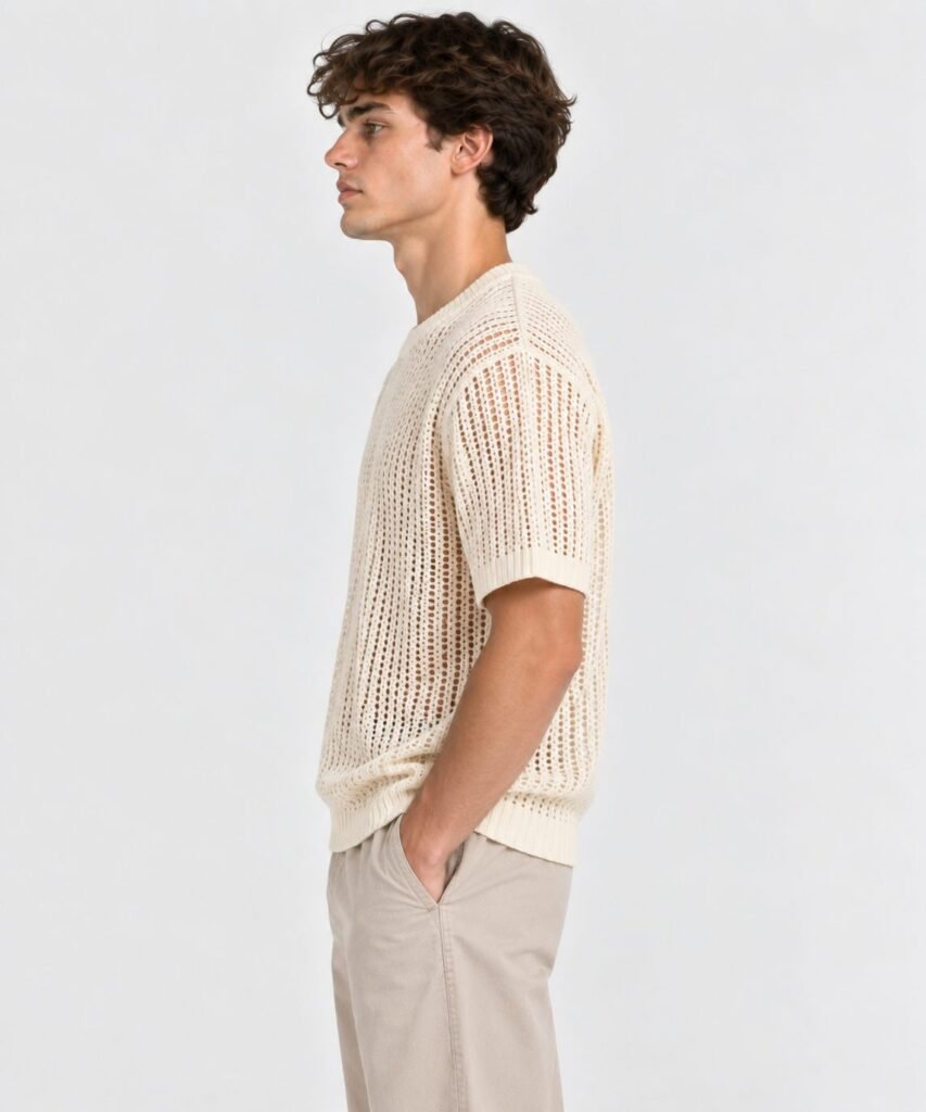 NOVITA Open-Weave Summer Knit Tee - See-Through Texture - view-0