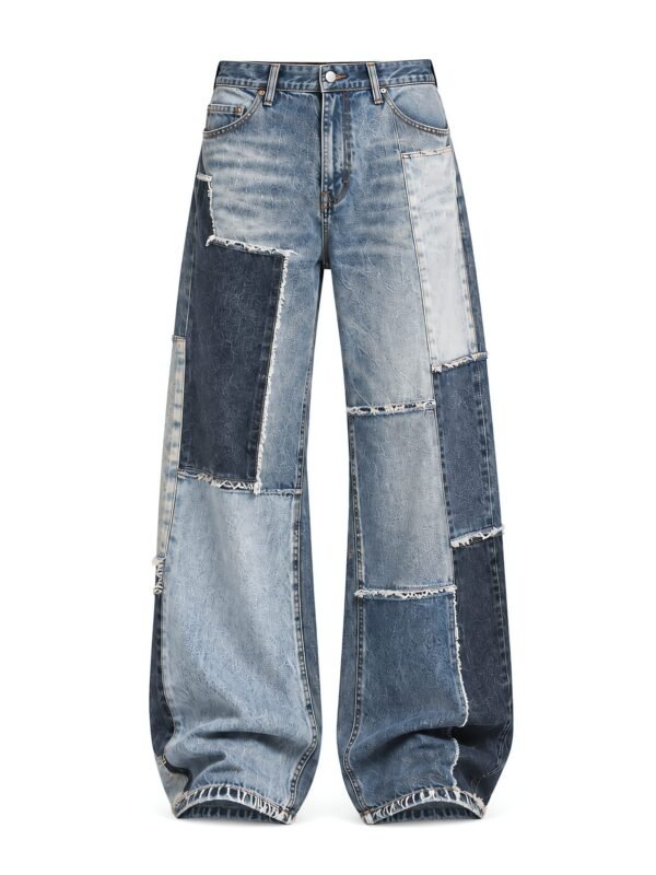 NOVITA Patchwork Denim - Contrast Panels & Raw-Hem Detail - view-2