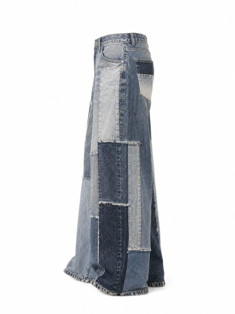 NOVITA Patchwork Denim - Contrast Panels & Raw-Hem Detail - view-5