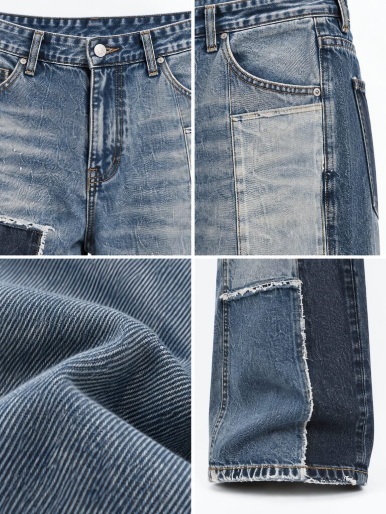 NOVITA Patchwork Denim - Contrast Panels & Raw-Hem Detail - view-6