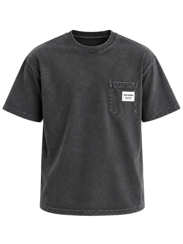 NOVITA Pocket Tee with Custom Woven Label - Private Label Ready - front