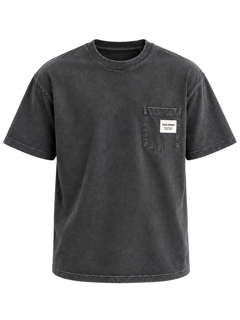 NOVITA Pocket Tee with Custom Woven Label - Private Label Ready - front
