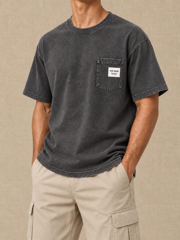 NOVITA Pocket Tee with Custom Woven Label - Private Label Ready - lifestyle