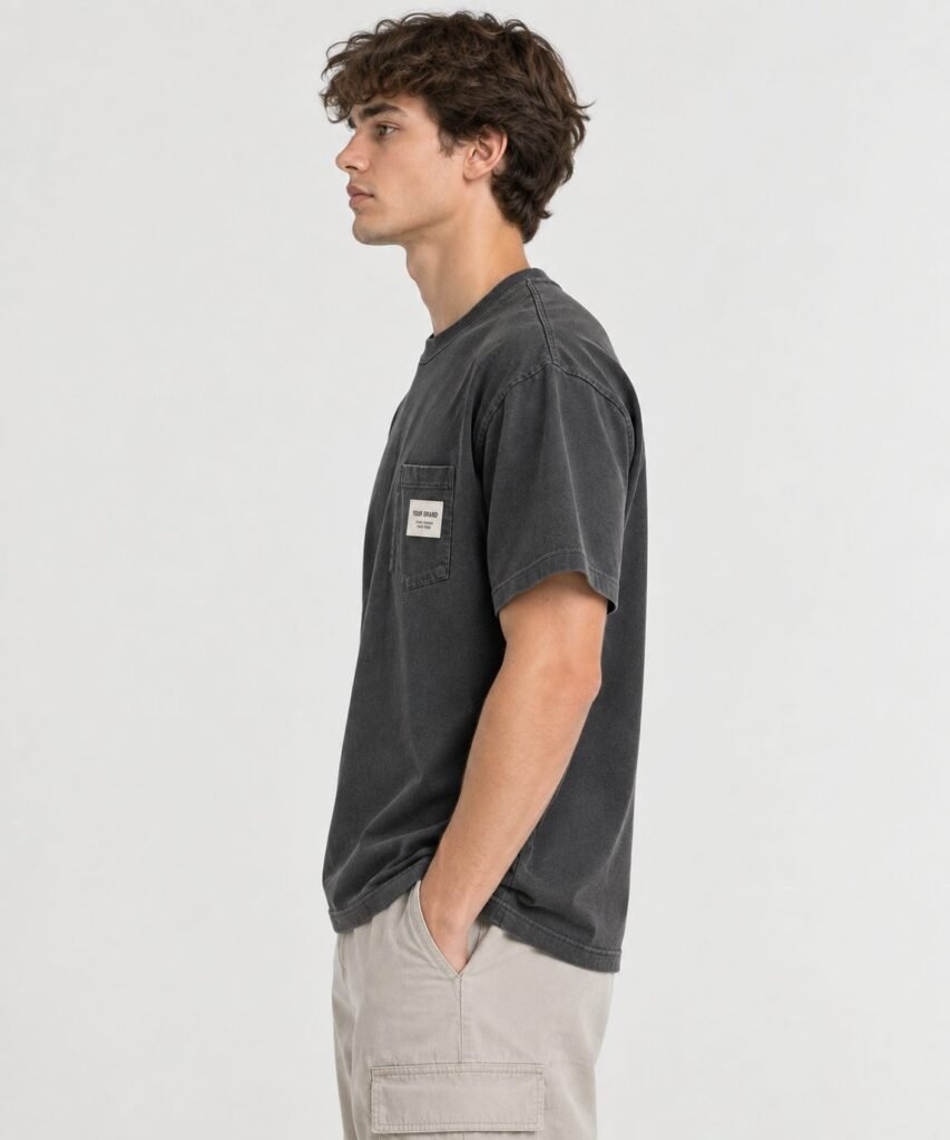 NOVITA Pocket Tee with Custom Woven Label - Private Label Ready - view-311