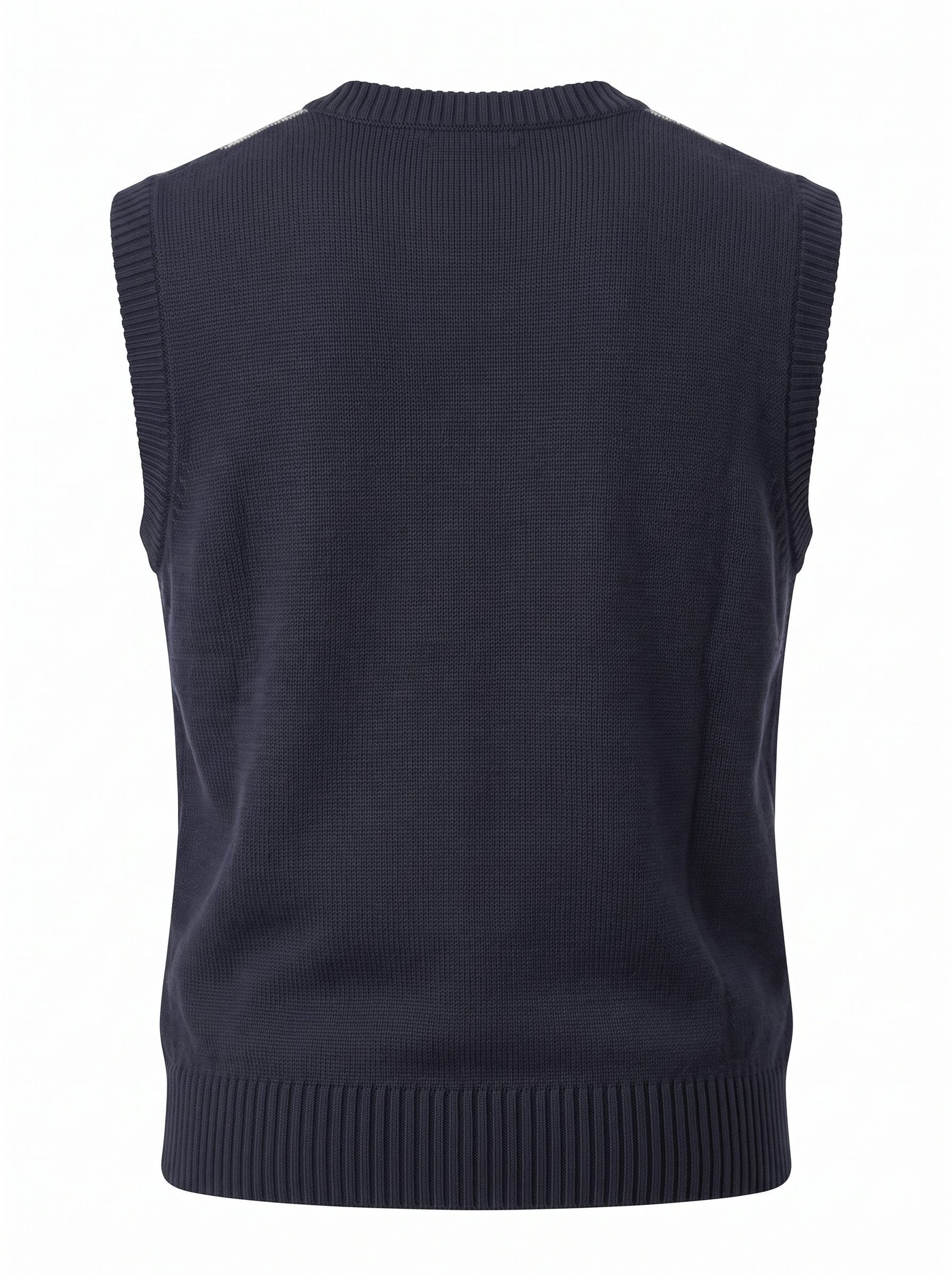 Argyle Jacquard Sweater Vest — Preppy Layering — Back View