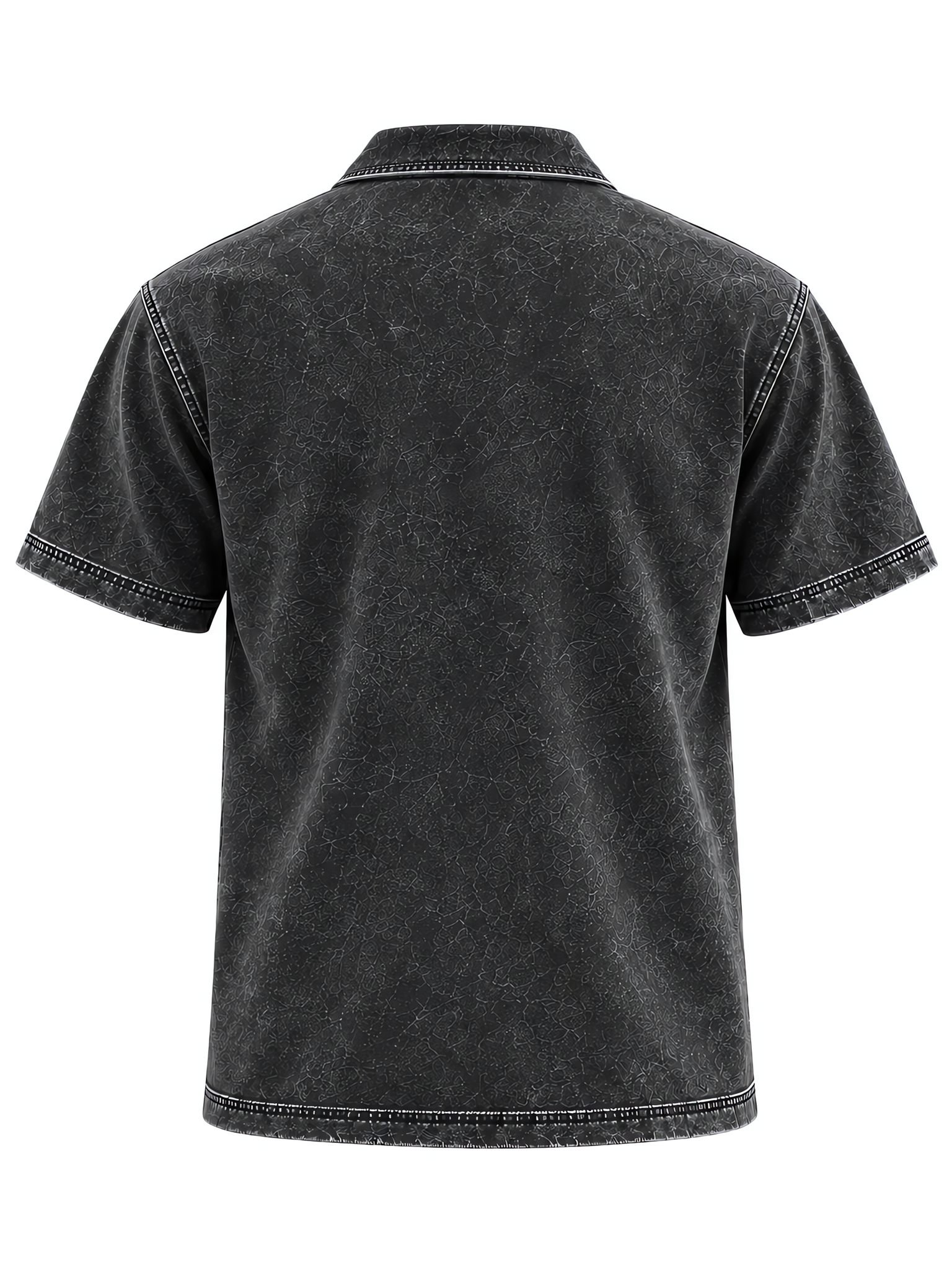 Vintage Acid-Wash Garment-Dyed Polo — Streetwear Fit — Back View