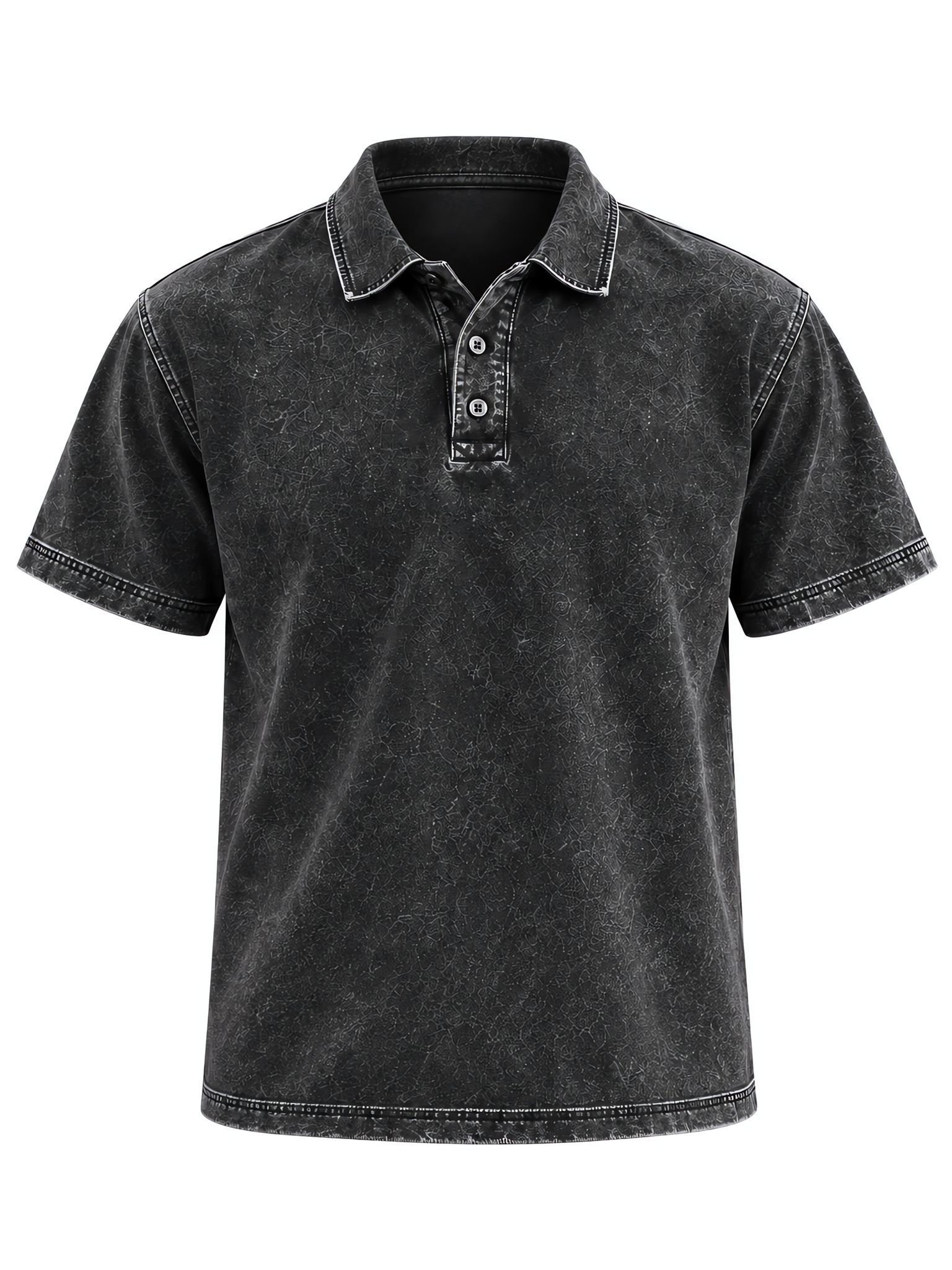 Vintage Acid-Wash Garment-Dyed Polo — Streetwear Fit