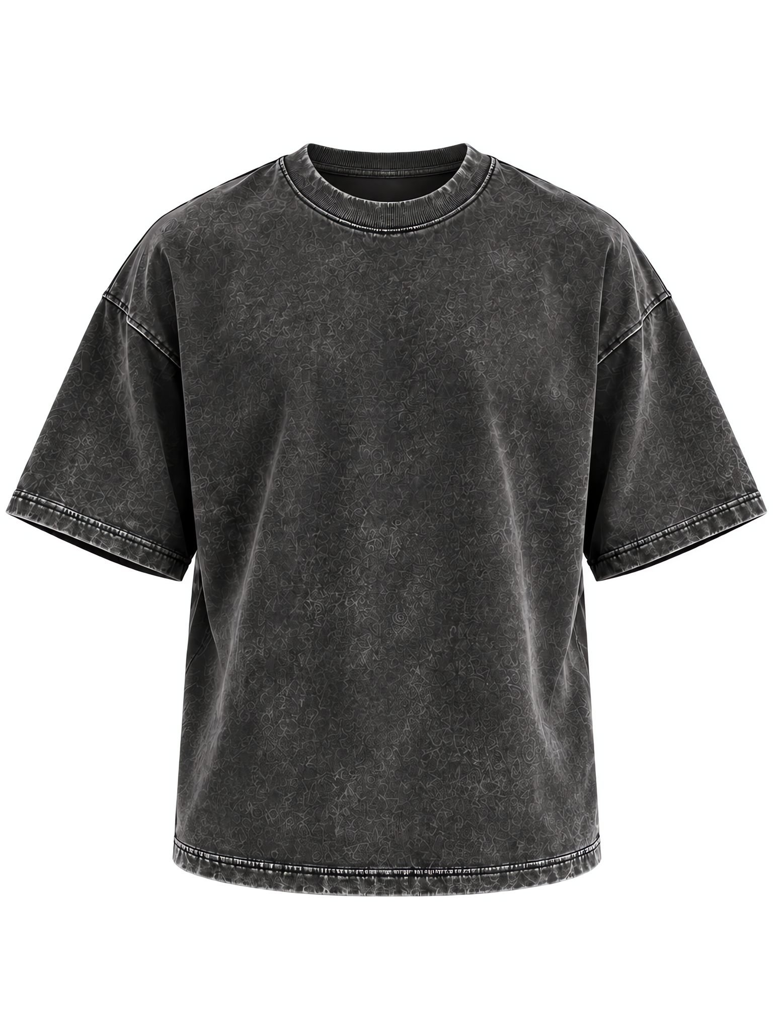Mineral-Wash Boxy Tee — Vintage Garment-Dyed Streetwear — Front View