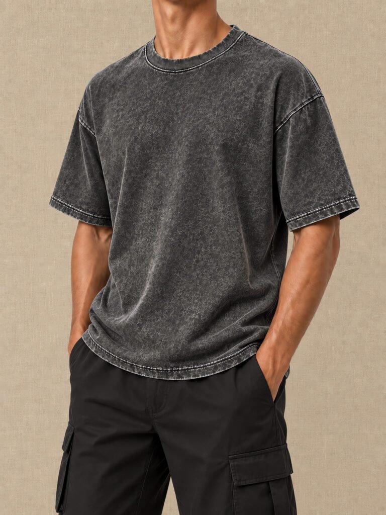 NOVITA Vintage Mineral-Wash Tee - Boxy Streetwear Silhouette - lifestyle