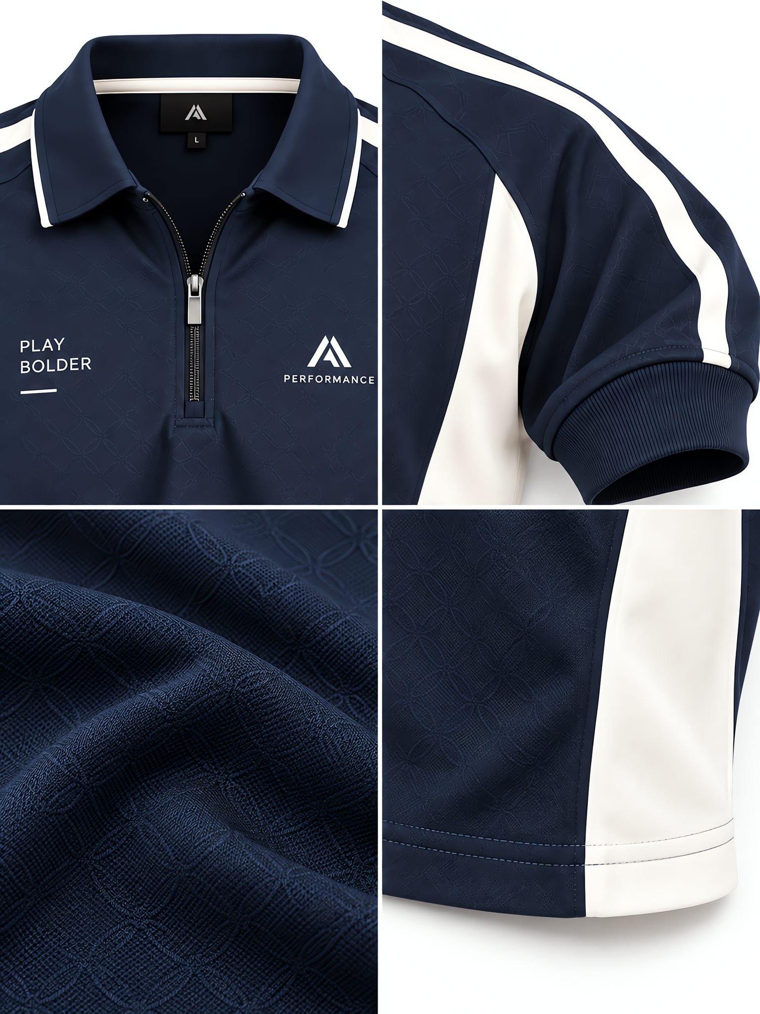 Zip-Up Track Polo — Quarter-Zip & Side-Vent Hem — Detail