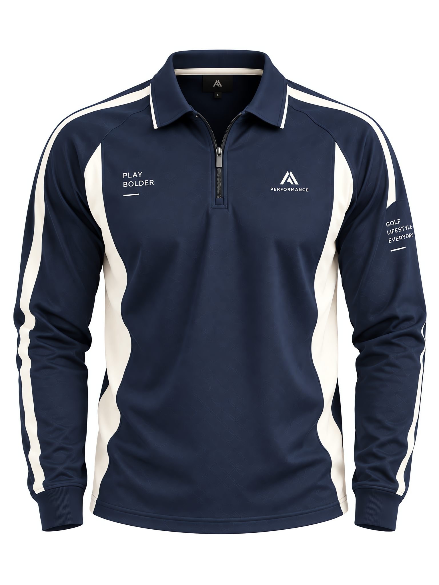 Zip-Up Track Polo — Quarter-Zip & Side-Vent Hem — Front View