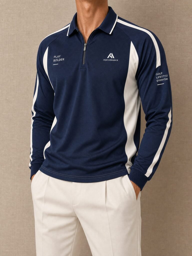 NOVITA Zip-Up Track Polo - Quarter Zip, Side-Vent Hem - lifestyle