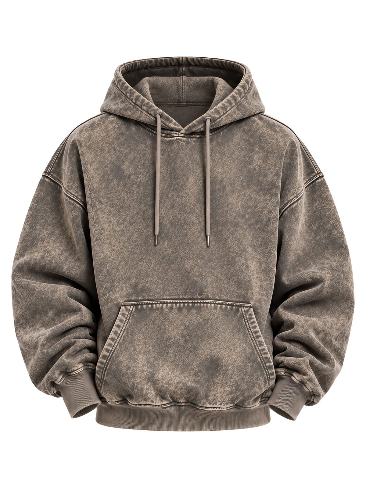 Acid-Wash Hoodie in acid-wash brown — flat-lay front view