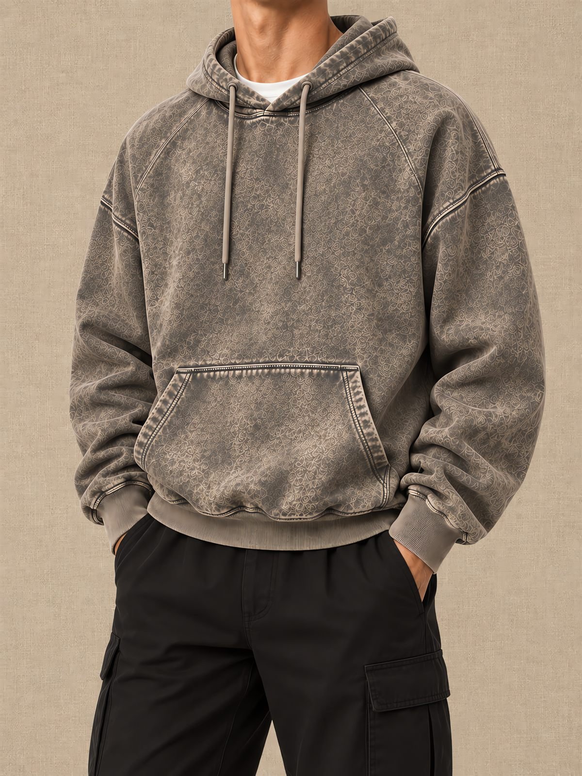 Acid-Wash Hoodie in acid-wash brown — worn on model